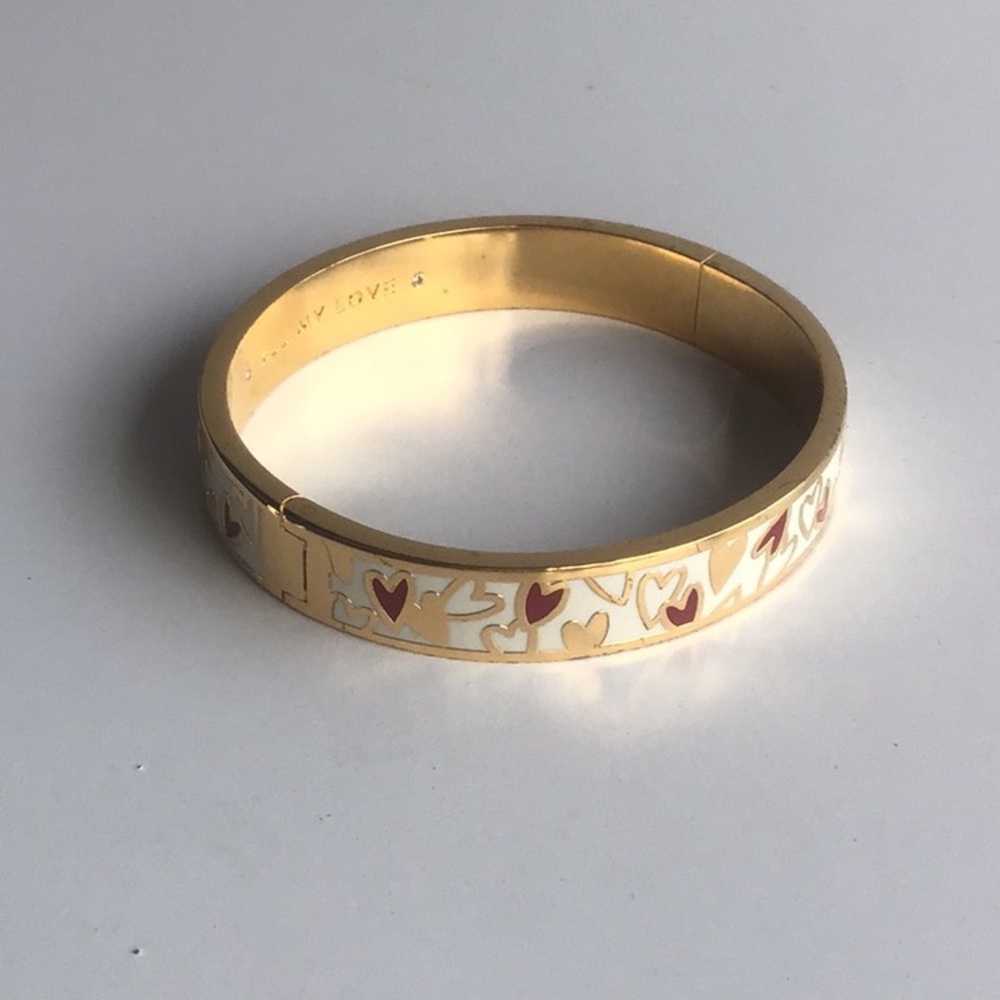 Kate Spade All My Love hearts gold plated Bangle Bracelet Rare - Picture 5 of 16